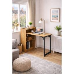 SPETLEK Folding Desk Foldable Computer Table Workstation Study Writing in Brown - Size: 0.6m2 - thumbnail 3