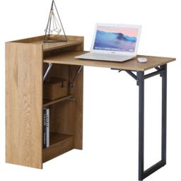 SPETLEK Folding Desk Foldable Computer Table Workstation Study Writing in Brown - Size: 0.6m2