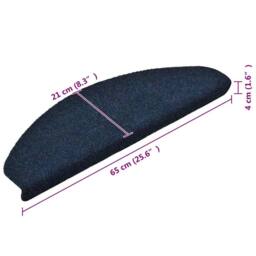 Berkfield Home Self-adhesive Stair Mats 15 pcs Navy 65x21x4 cm Needle Punch - Size: Medium - thumbnail 8