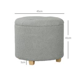 STILVORA 31.8L Storage Stool with Wooden Legs in Grey - thumbnail 4