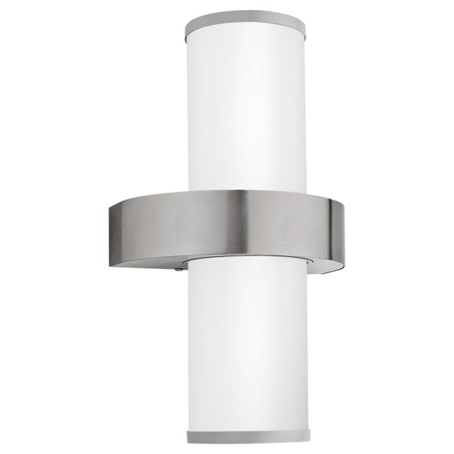 Loops IP44 Outdoor Wall Light Stainless Steel & Silver 2 x 60W E27 Lamp Bulb in Metallics - image 1