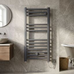 Balterley Electric Vertical Round Towel Rail with 13 Rails, 720x400mm Anthracite in Grey - thumbnail 6