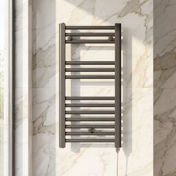 Balterley Electric Vertical Round Towel Rail with 13 Rails, 720x400mm Anthracite in Grey - thumbnail 7