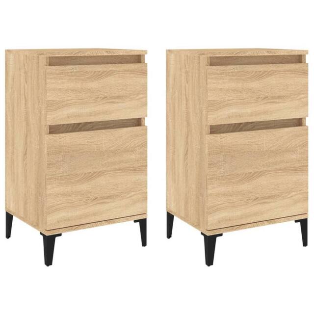 Berkfield Home Bedside Cabinets 2 pcs Sonoma Oak 40x35x70 cm in Light Brown - Size: 40 x 35 x 70 cm