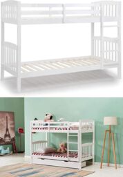 KOSY KOALA Bunk Bed Kids White 3ft Single Pine Wooden Children Bedroom Furniture - thumbnail 2