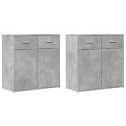 Berkfield Home Sideboards 2 pcs Concrete Grey 79x38x80 cm Engineered Wood - Size: 79 x 38 x 80 cm - thumbnail 2