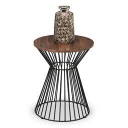 Cheshire Carloway Round Wire Lamp Table in Walnut & Black - thumbnail 2