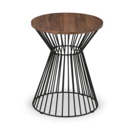 Cheshire Carloway Round Wire Lamp Table in Walnut & Black