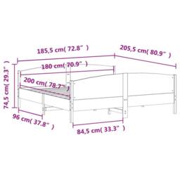 Berkfield Home Bed Frame without Mattress 180x200 cm Super King Solid Wood Pine in Light Tan - thumbnail 9