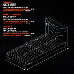X Rocker Cerberus Gaming Ottoman Bed for Kids & Teens, Upholstered in Blue - Size: Double - thumbnail 6