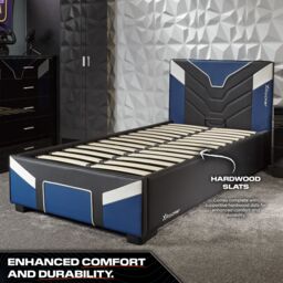 X Rocker Cerberus Gaming Ottoman Bed for Kids & Teens, Upholstered in Blue - Size: Double - thumbnail 5