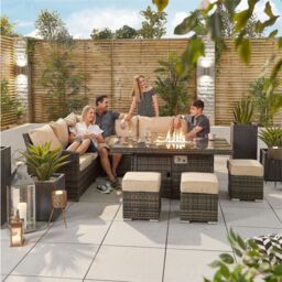 Direct Wicker 8 Seater Rattan Garden Corner Sofa Set with Fire Pit Table, Brown - Size: 4 Pack - thumbnail 5