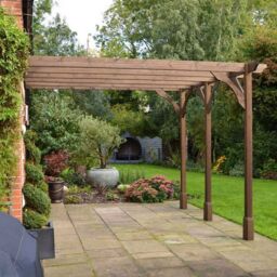 Rutland County Garden Furniture Ltd Wall Mounted Premium Pergola 3 Posts, L420 x W540 x H270 cm, Brown - thumbnail 2