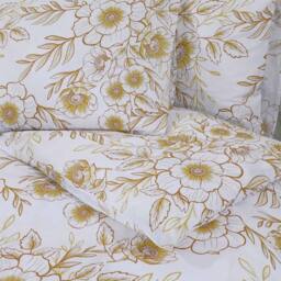 Berkfield Home Duvet Cover Set White & Brown 225x220 cm Cotton - thumbnail 5