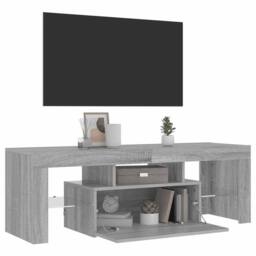 Berkfield Home TV Cabinet with LED Lights Grey Sonoma 120x35x40 cm - Size: 120 x 35 x 40 cm - thumbnail 1