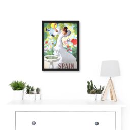 Artery8 Flamenco Dance Bird Bath Travel Spanish Advert A4 Artwork Framed Wall Art Print in Black - thumbnail 2