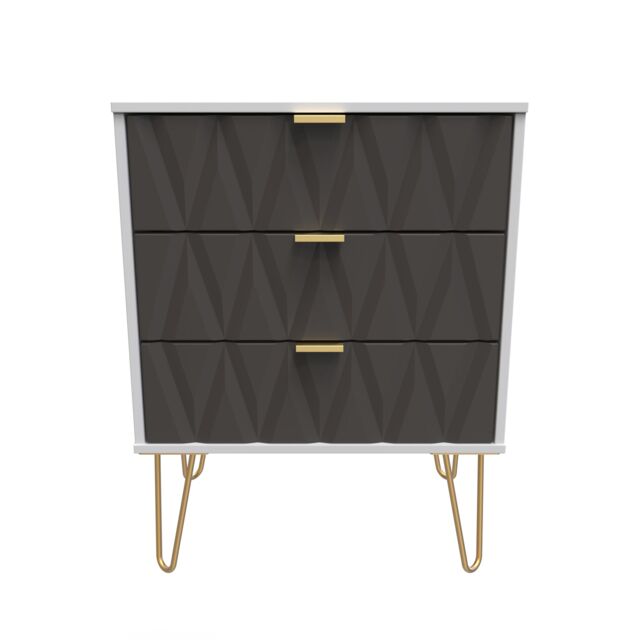 Ready Assembled 2 U Dallas 3 Drawer Chest (Ready Assembled) in Dark Grey - image 1