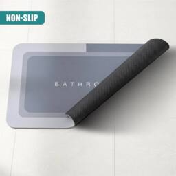 FLAVORA Bathroom Floor Mat Soft Absorbent Anti Slip Bath Rug in Grey - thumbnail 3