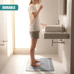 FLAVORA Bathroom Floor Mat Soft Absorbent Anti Slip Bath Rug in Grey - thumbnail 4
