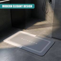 FLAVORA Bathroom Floor Mat Soft Absorbent Anti Slip Bath Rug in Grey - thumbnail 5