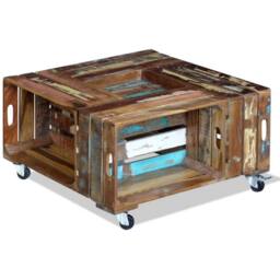 Berkfield Home Coffee Table Solid Reclaimed Wood 70x70x35 cm - Size: 70 x 70 x 35 cm - thumbnail 4