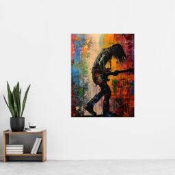 "Artery8 Grunge Rock Music Guitarist Colourful Portrait Wall Art Print - Size: W12"" x H16""" - thumbnail 4
