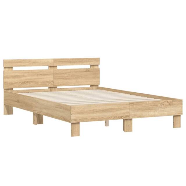 Berkfield Home Durable Bed Frame without Mattress Sonoma Oak 120x190 cm Small Double in Light Brown - image 1