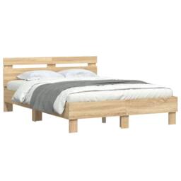Berkfield Home Durable Bed Frame without Mattress Sonoma Oak 120x190 cm Small Double in Light Brown - thumbnail 4