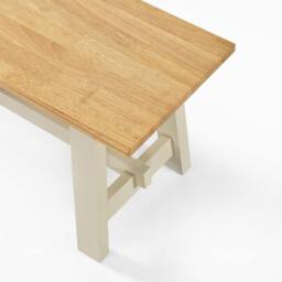 FurnitureboxUK Blakeney Oak & Cream Solid Wood Dining Bench - thumbnail 4