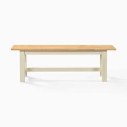 FurnitureboxUK Blakeney Oak & Cream Solid Wood Dining Bench - thumbnail 3