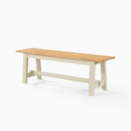 FurnitureboxUK Blakeney Oak & Cream Solid Wood Dining Bench - thumbnail 2