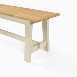 FurnitureboxUK Blakeney Oak & Cream Solid Wood Dining Bench - thumbnail 5
