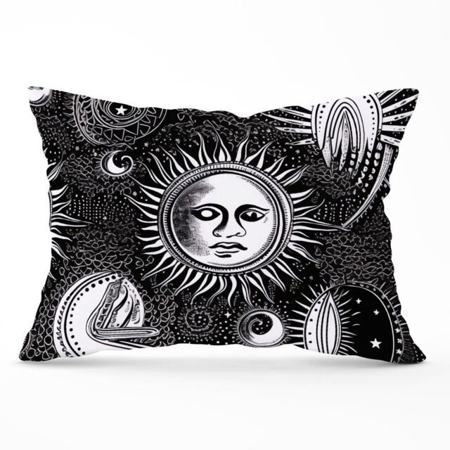 Warren Reed - Designer Moon & Sun Black White Cushions - Size: 45 cm x 45 cm - image 1