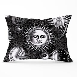 Warren Reed - Designer Moon & Sun Black White Cushions - Size: 45 cm x 45 cm - thumbnail 1
