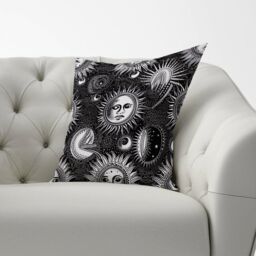 Warren Reed - Designer Moon & Sun Black White Cushions - Size: 45 cm x 45 cm - thumbnail 2