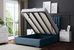 DS Living Evangaline Metallic Blue Panel Ottoman Bed with Headboard - Size: Single - thumbnail 4