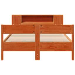 Berkfield Home Bookcase Bed without Mattress Wax Brown 140x190cm Solid Wood Pine - Size: 140x190 cm - thumbnail 4