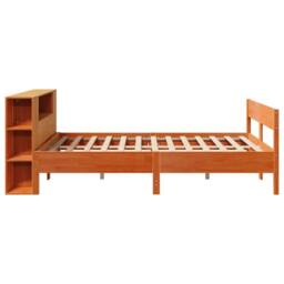 Berkfield Home Bookcase Bed without Mattress Wax Brown 140x190cm Solid Wood Pine - Size: 140x190 cm - thumbnail 5