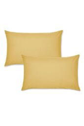 Catherine Lansfield 'Easy Iron Percale' Standard Pillowcase Pair in Yellow - Size: Standard Pillow Case