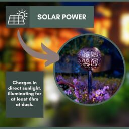 Marco Paul 3 Pack of Bronze Solar Silhouette Orb Stake Lights 40cm in Purple - thumbnail 6