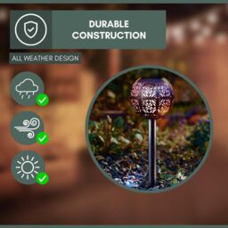 Marco Paul 3 Pack of Bronze Solar Silhouette Orb Stake Lights 40cm in Purple - thumbnail 3