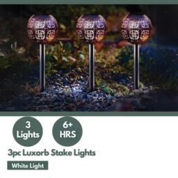 Marco Paul 3 Pack of Bronze Solar Silhouette Orb Stake Lights 40cm in Purple - thumbnail 4