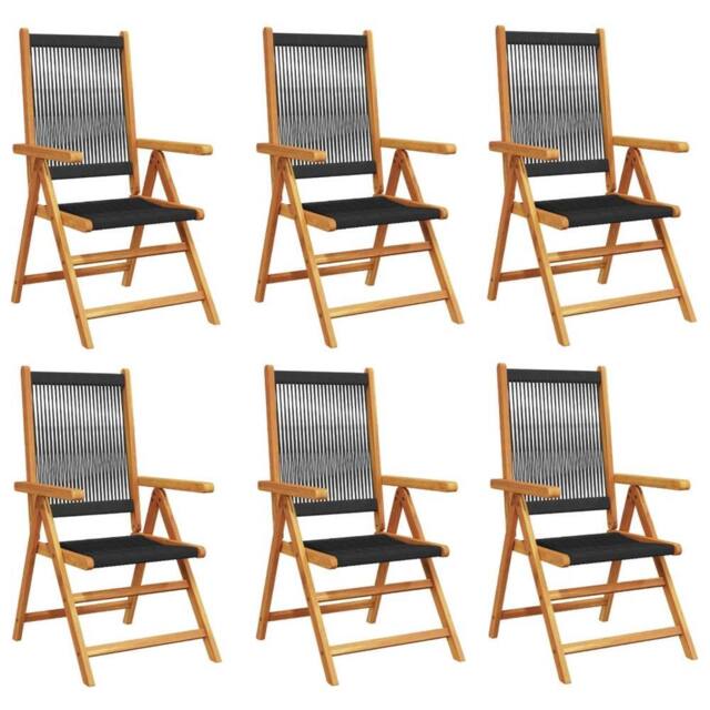 Berkfield Home Reclining Garden Chairs 6 pcs Black Solid Wood Acacia - image 1