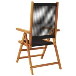 Berkfield Home Reclining Garden Chairs 6 pcs Black Solid Wood Acacia - thumbnail 6