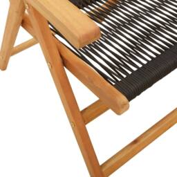 Berkfield Home Reclining Garden Chairs 6 pcs Black Solid Wood Acacia - thumbnail 8