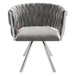 BTM Set of 2/4/6 Velvet Swivel Dining Chair Light Luxury Grey Silver - Size: 4 Pack - thumbnail 7