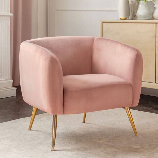 Orsina Pink Velvet Arm Chair, Tufted Velvet Upholstered Accent Chair, Comfortable Armchair for Home, Office - image 1