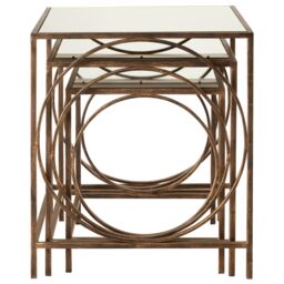 Orsina Geometric Design Nest Of 3 Tables, Modern Design Nesting Tables For Livingroom, Space Saving Small Tables in Brown - thumbnail 3