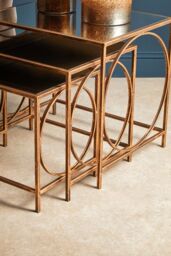 Orsina Geometric Design Nest Of 3 Tables, Modern Design Nesting Tables For Livingroom, Space Saving Small Tables in Brown - thumbnail 6