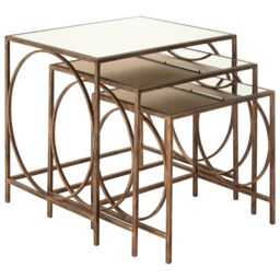 Orsina Geometric Design Nest Of 3 Tables, Modern Design Nesting Tables For Livingroom, Space Saving Small Tables in Brown - thumbnail 2